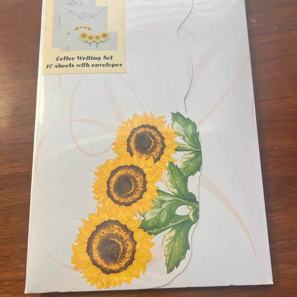 New Sunflower Stationary Set Letter Writing Envelopes 10 Sheets Correspondence